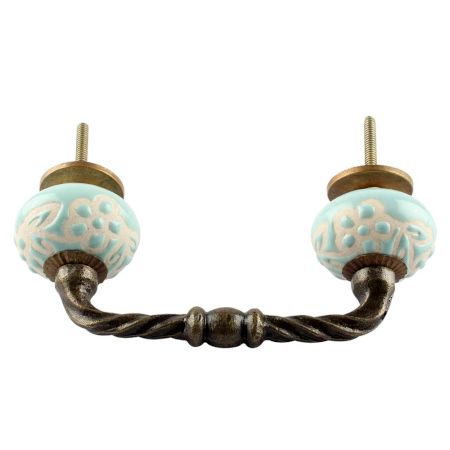 Sage Green Etched Ceramic Cut Bridge Handles